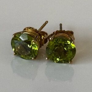 Green Peridot Stud Earrings